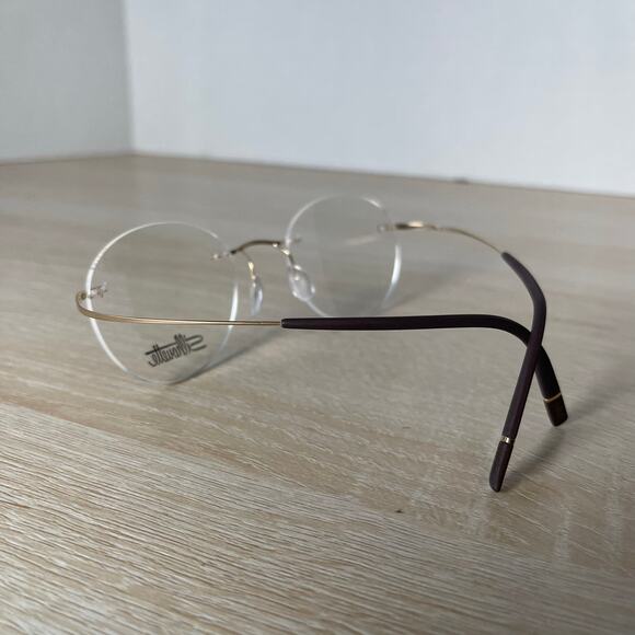 Silhouette Eyeglasses Brown Gold Rimless Round READ New With Imperfection 48-20 - Picture 3 of 8